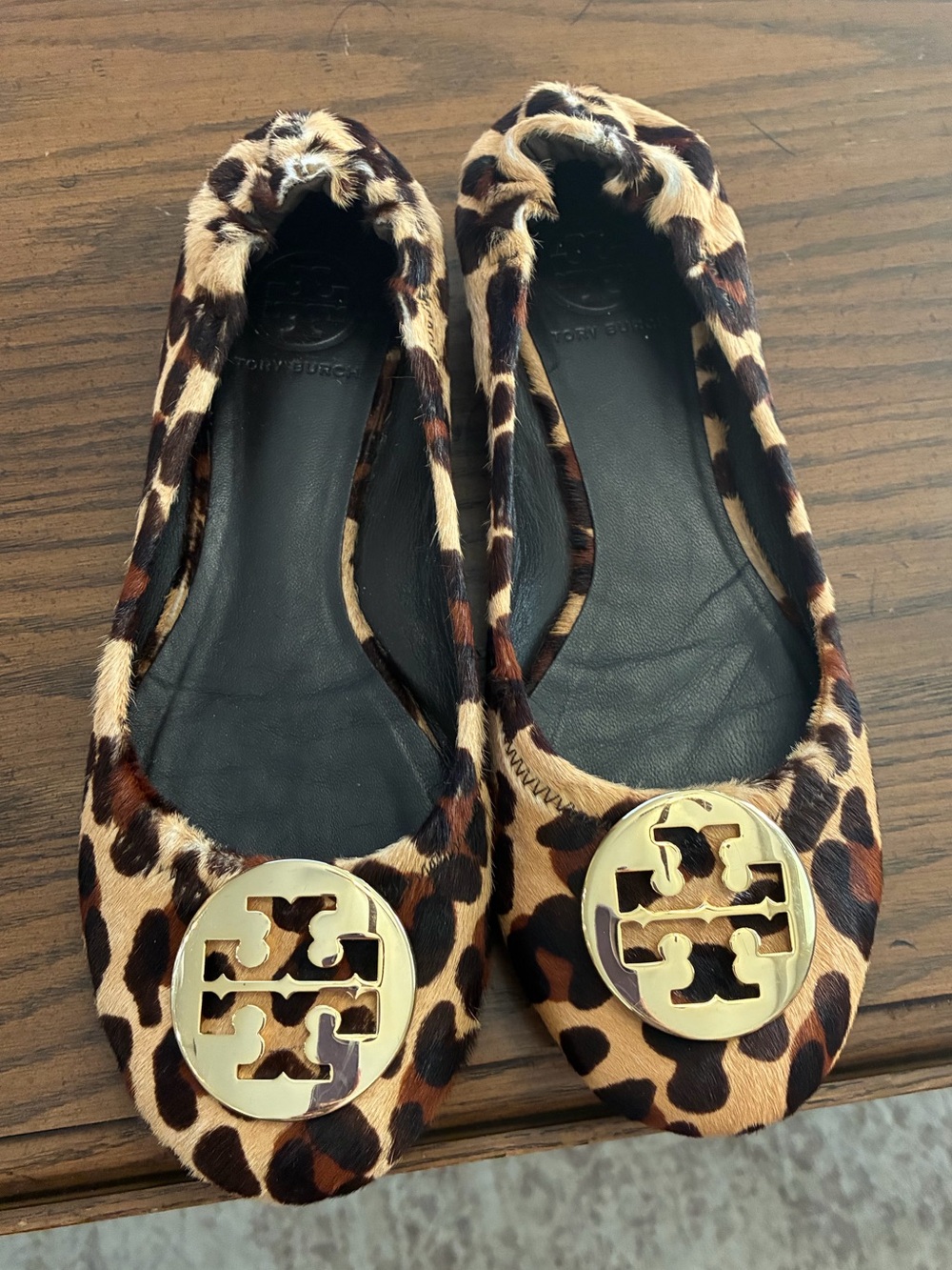Tory Burch Reva Calf Hair Cheetah Print Flats Size 8